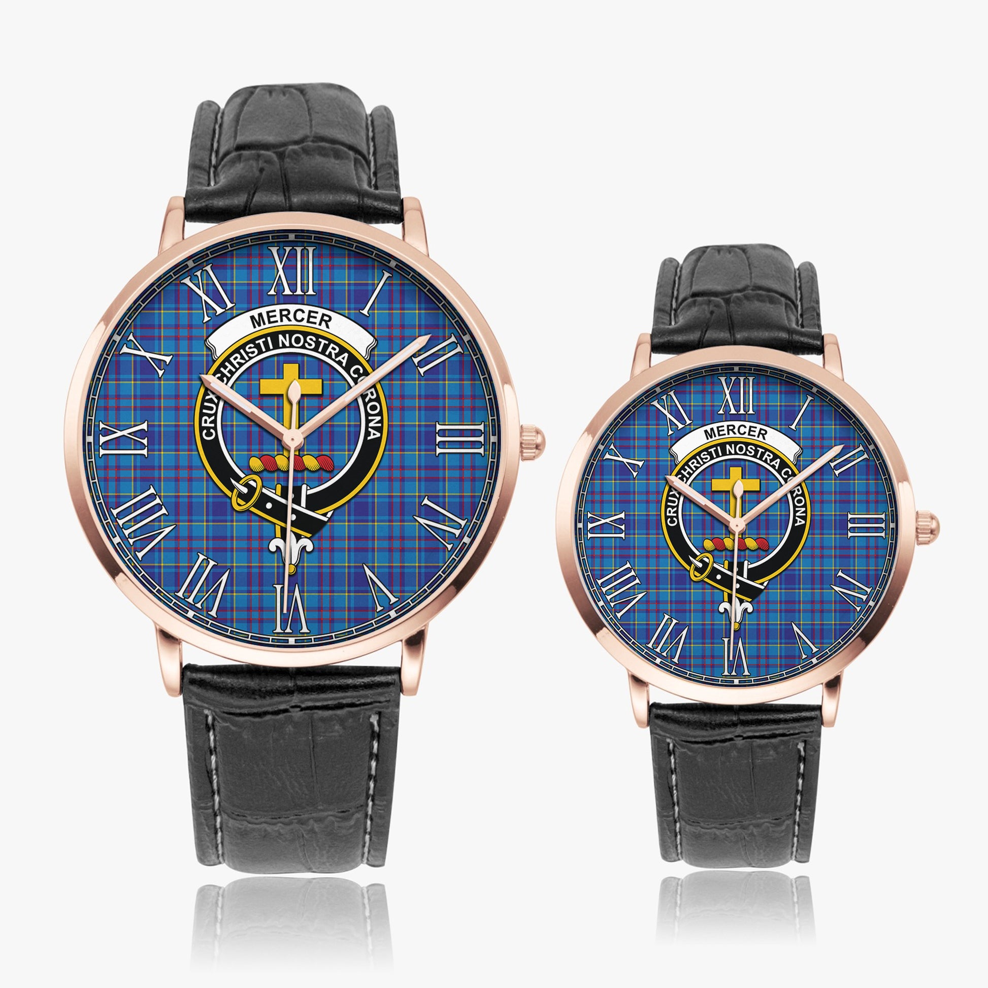 Mercer Modern Tartan Family Crest Leather Strap Quartz Watch - Tartanvibesclothing