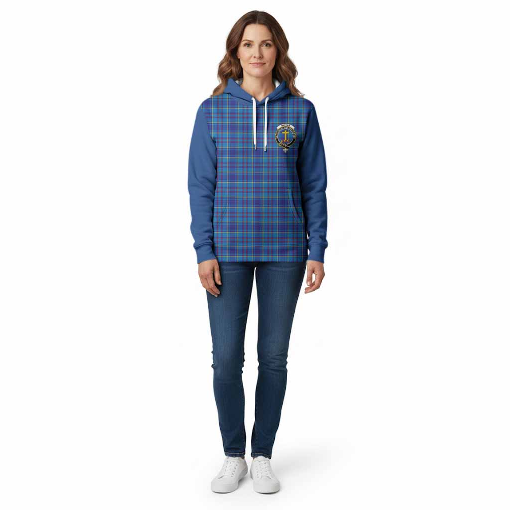 Mercer Tartan Accent Cotton Hoodie with Family Crest