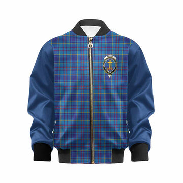 Mercer Tartan Accent Kid Bomber Jacket with Family Crest
