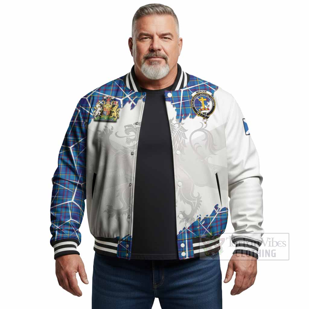 Mercer Tartan Baseball Jacket with Family Crest and Lion Rampant Grunge Style