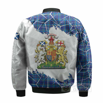 Mercer Tartan Bomber Jacket with Family Crest and Lion Rampant Grunge Style