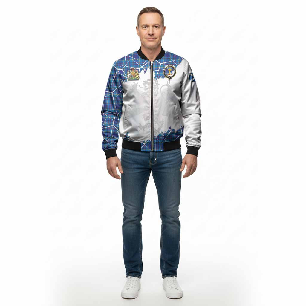 Mercer Tartan Bomber Jacket with Family Crest and Lion Rampant Grunge Style