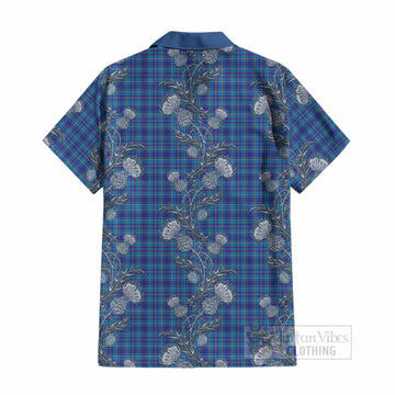 Mercer Tartan Cotton Hawaiian Shirt Seamless Scottish Thistle Flowers