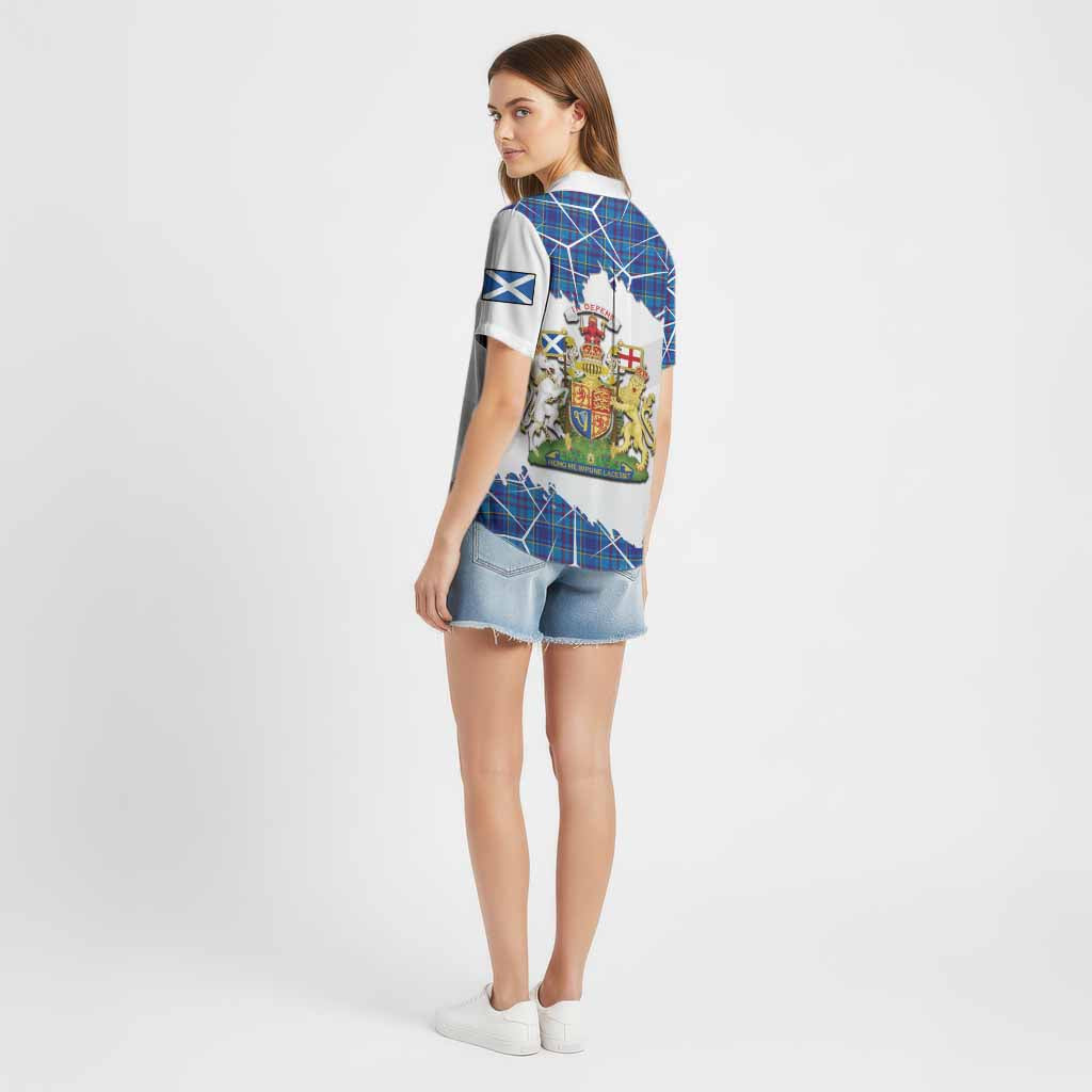 Mercer Tartan Cotton Hawaiian Shirt with Family Crest and Lion Rampant Grunge Style