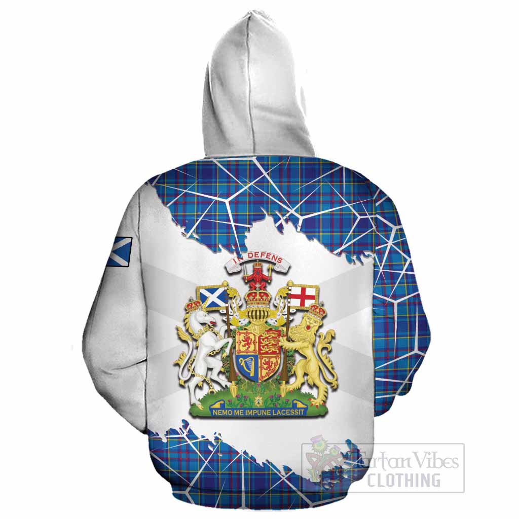 Mercer Tartan Cotton Hoodie with Family Crest and Lion Rampant Grunge Style