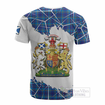 Mercer Tartan Cotton T-shirt with Family Crest and Lion Rampant Grunge Style
