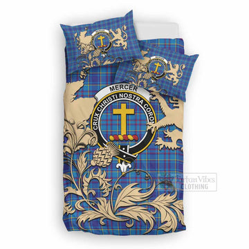 Mercer Tartan Crest Bedding Set with Scottish Iconic Symbols 