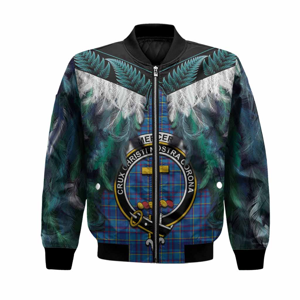 Mercer Tartan Crest Bomber Jacket New Zealand Maori Korowai Cloak