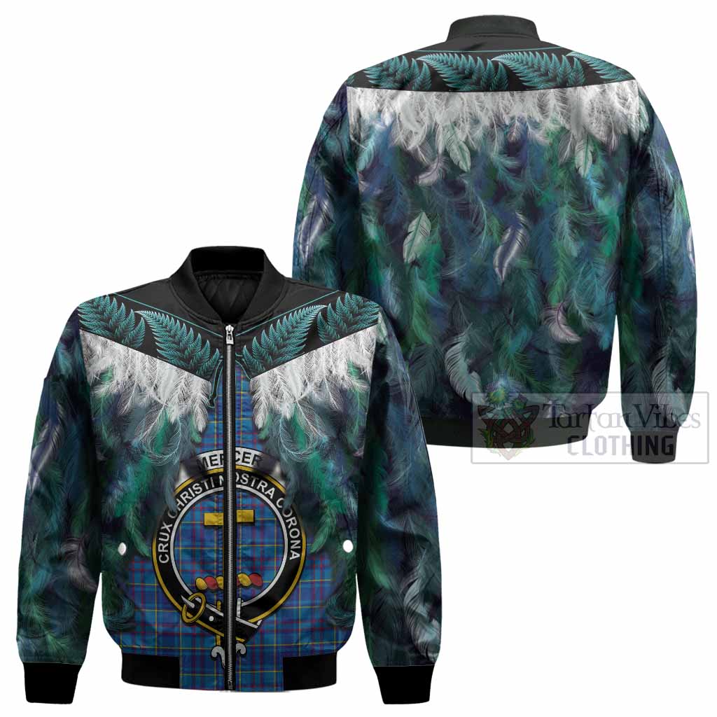 Mercer Tartan Crest Bomber Jacket New Zealand Maori Korowai Cloak