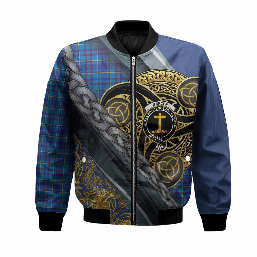 Mercer Tartan Crest Bomber Jacket Scottish Triskele Celtic
