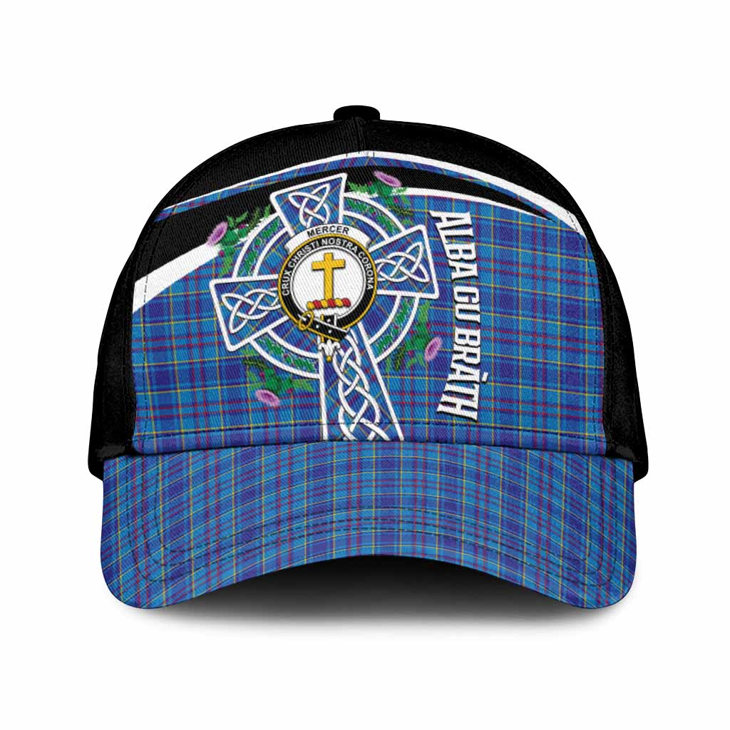 Mercer Tartan Crest Classic Cap Scottish Thistle Celtic Cross Alba Gu Brath