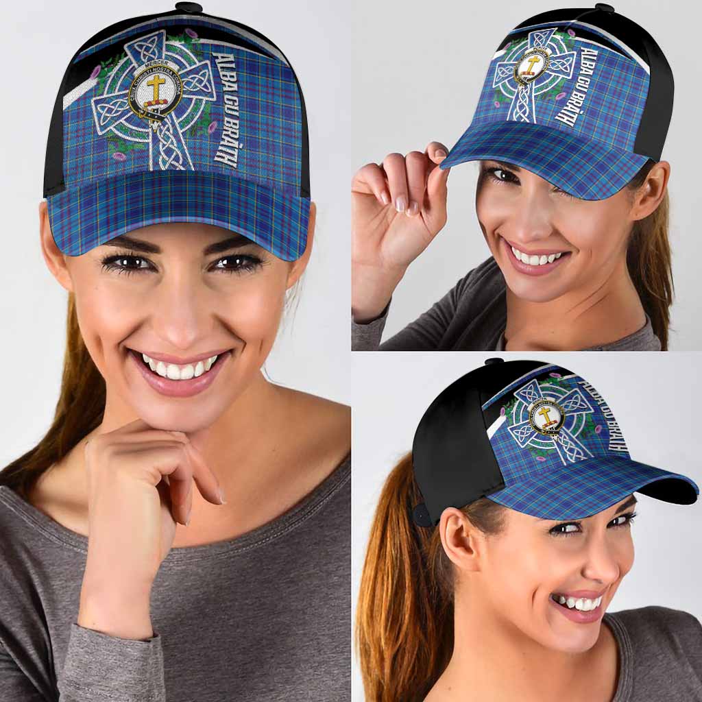 Mercer Tartan Crest Classic Cap Scottish Thistle Celtic Cross Alba Gu Brath