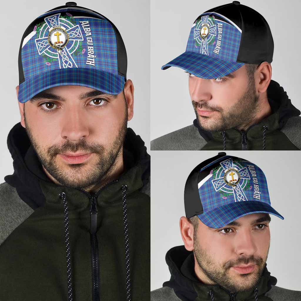 Mercer Tartan Crest Classic Cap Scottish Thistle Celtic Cross Alba Gu Brath