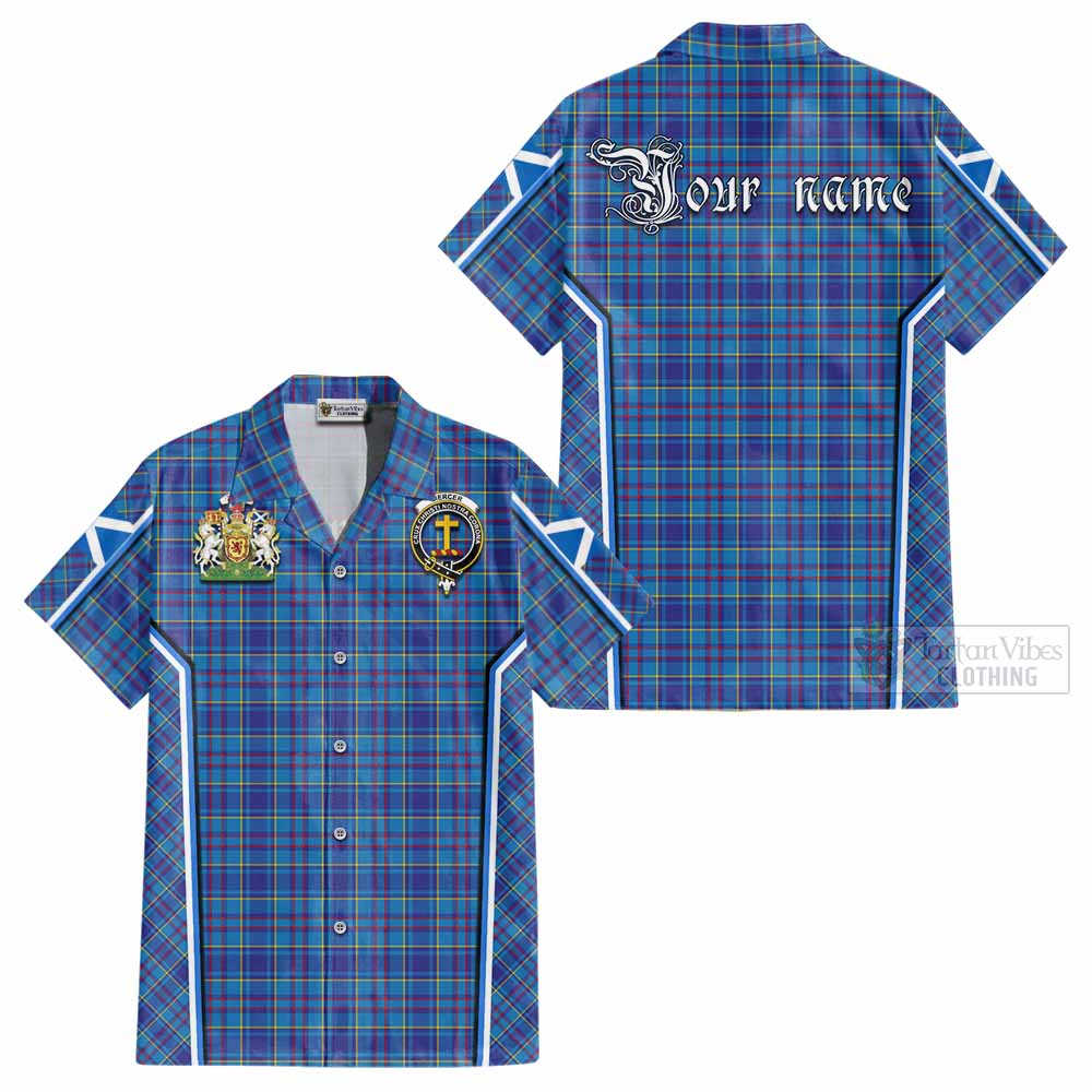 Mercer Tartan Crest Cotton Hawaiian Shirt Scotland Coat of Arm Flag Style - Tartan Vibes Clothing