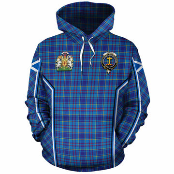 Mercer Tartan Crest Cotton Hoodie Scotland Coat of Arm Flag Style