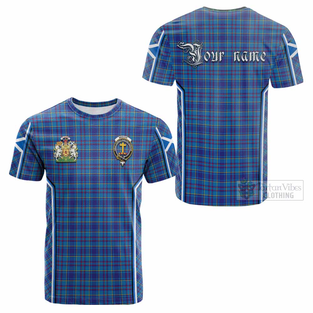 Mercer Tartan Crest Cotton T-shirt Scotland Coat of Arm Flag Style - Tartan Vibes Clothing