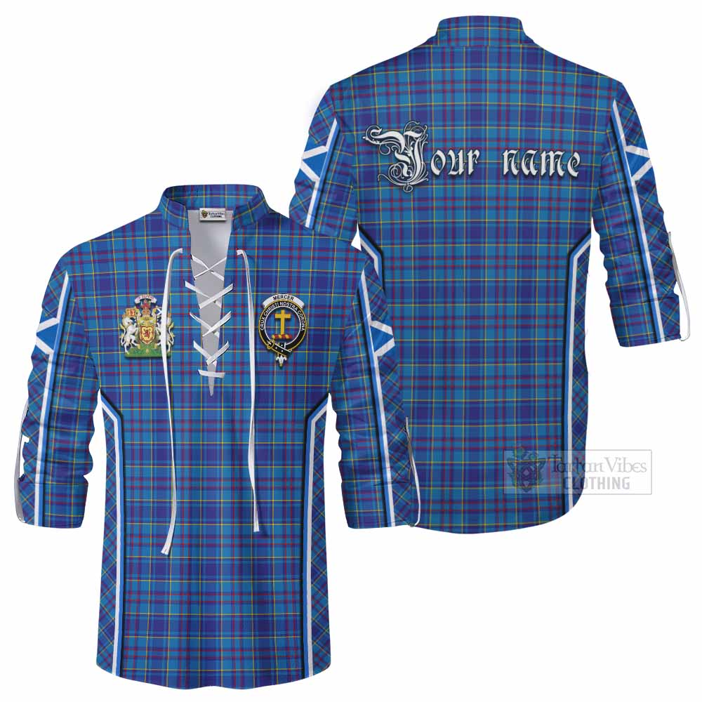 Mercer Tartan Crest Ghillie Kilt Shirt Scotland Coat of Arm Flag Style - Tartan Vibes Clothing