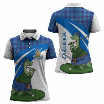Mercer Tartan Crest Golf Nessie Women Polo Shirt Loch Ness Monster Sporty Style