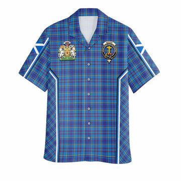 Mercer Tartan Crest Hawaiian Shirt Scotland Coat of Arm Flag Style