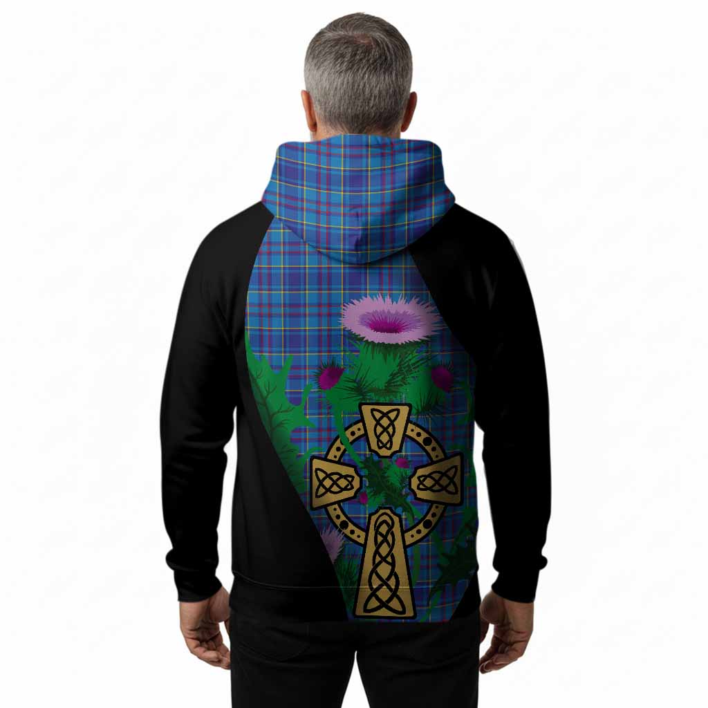 Mercer Tartan Crest Hoodie Celtic Cross Thistle Flowers