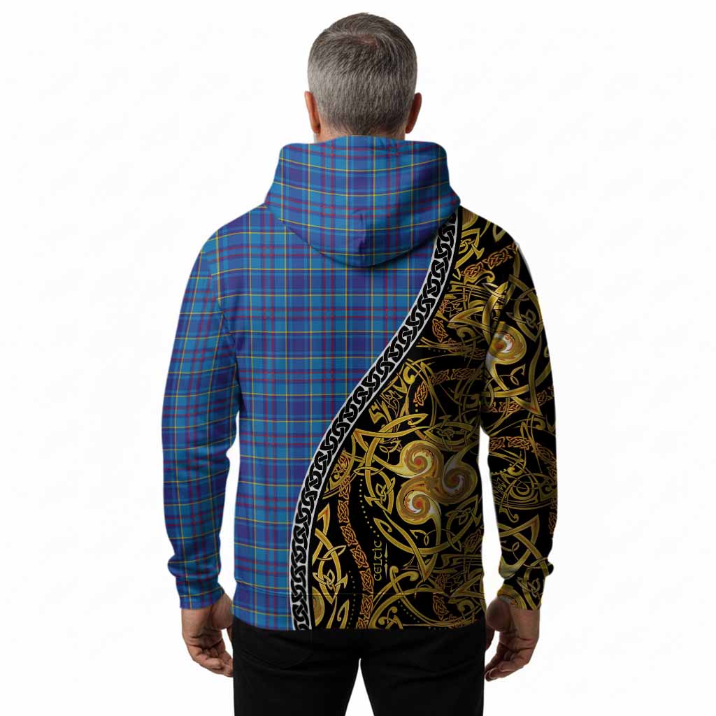 Mercer Tartan Crest Hoodie Celtic Knot and Triple Trickle Spiral Symbols