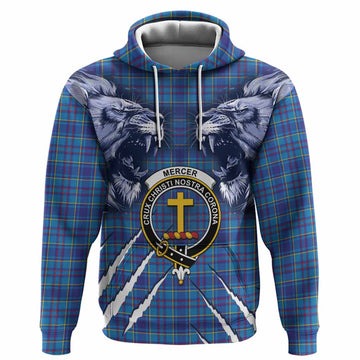 Mercer Tartan Crest Hoodie Ferocious Lion Style