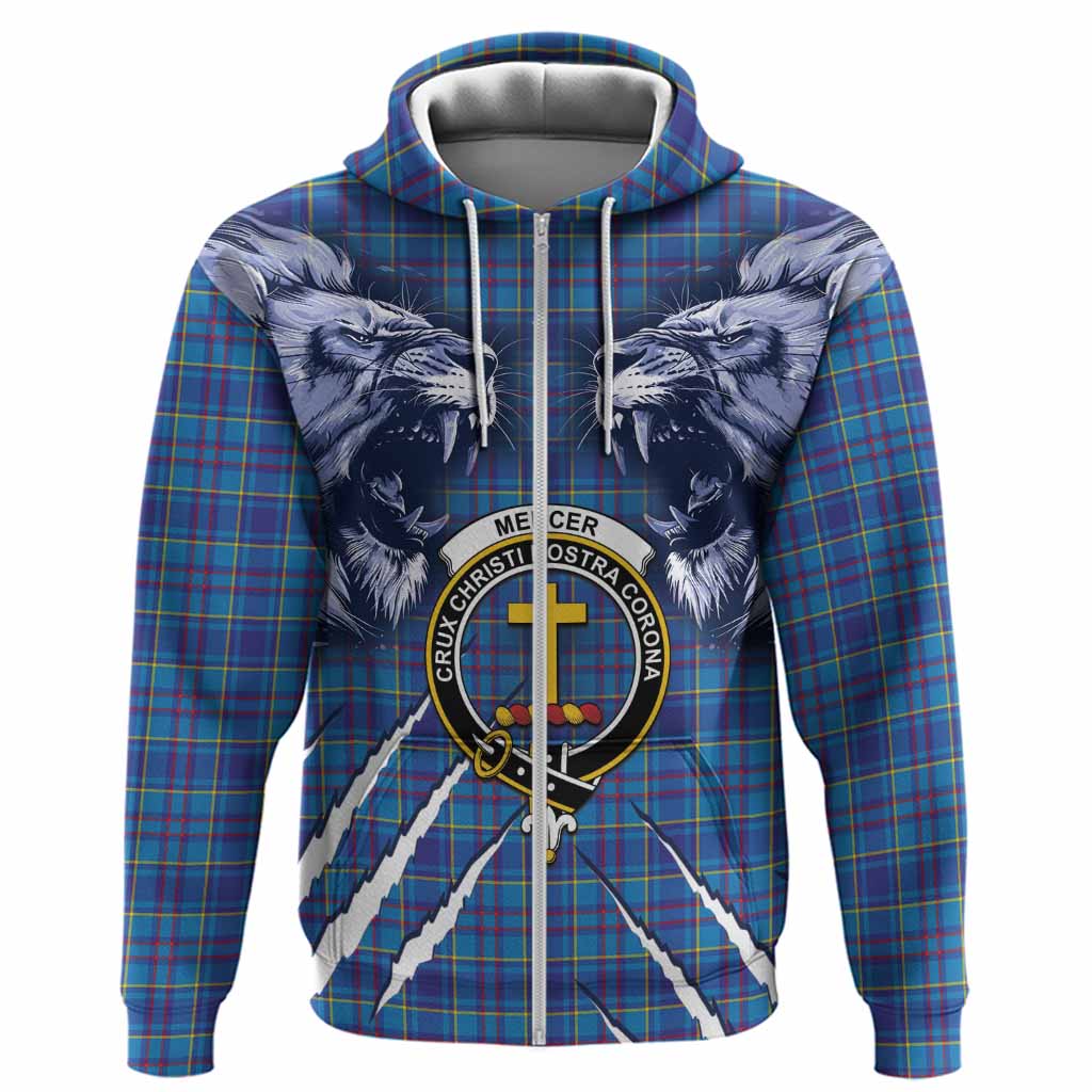 Mercer Tartan Crest Hoodie Ferocious Lion Style