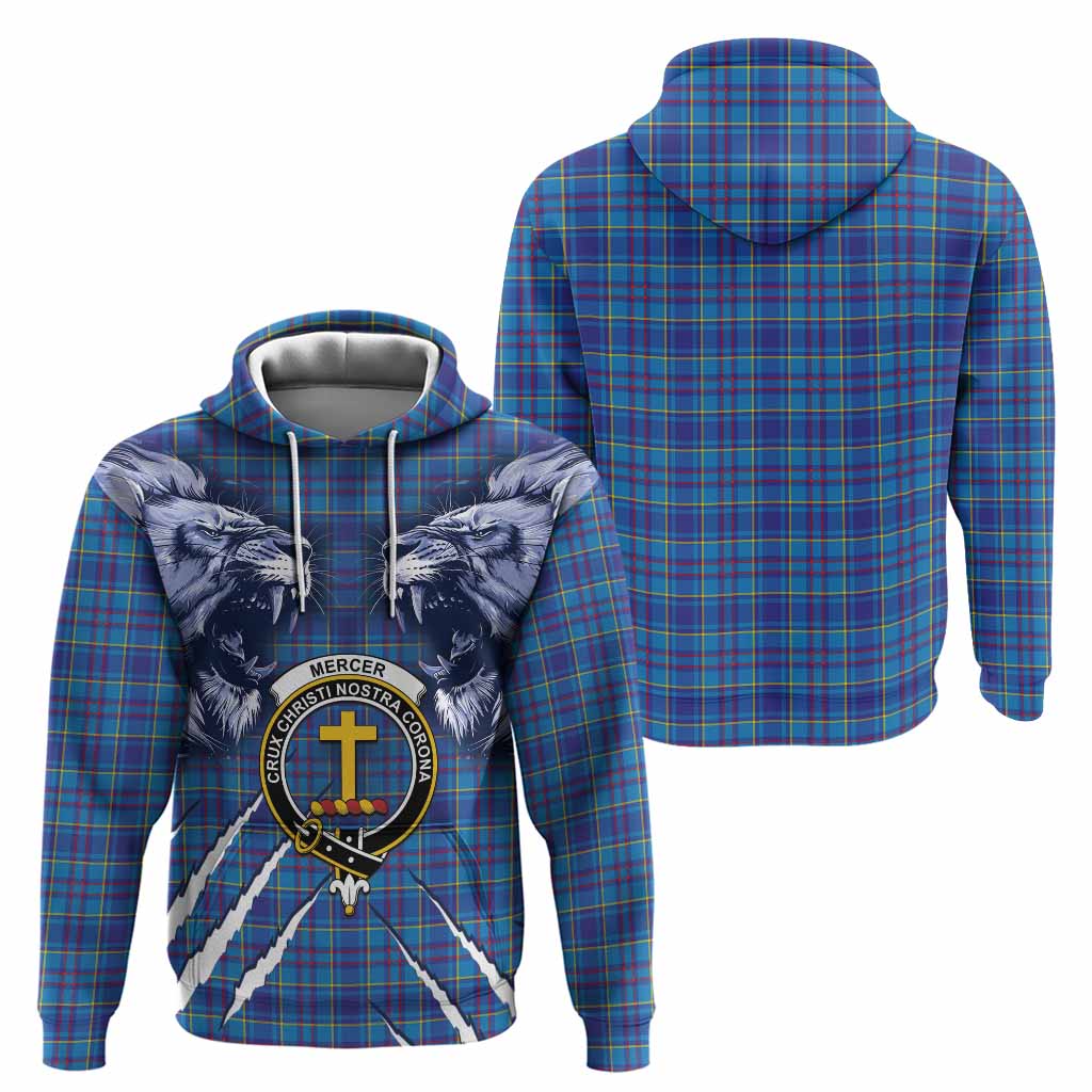 Mercer Tartan Crest Hoodie Ferocious Lion Style