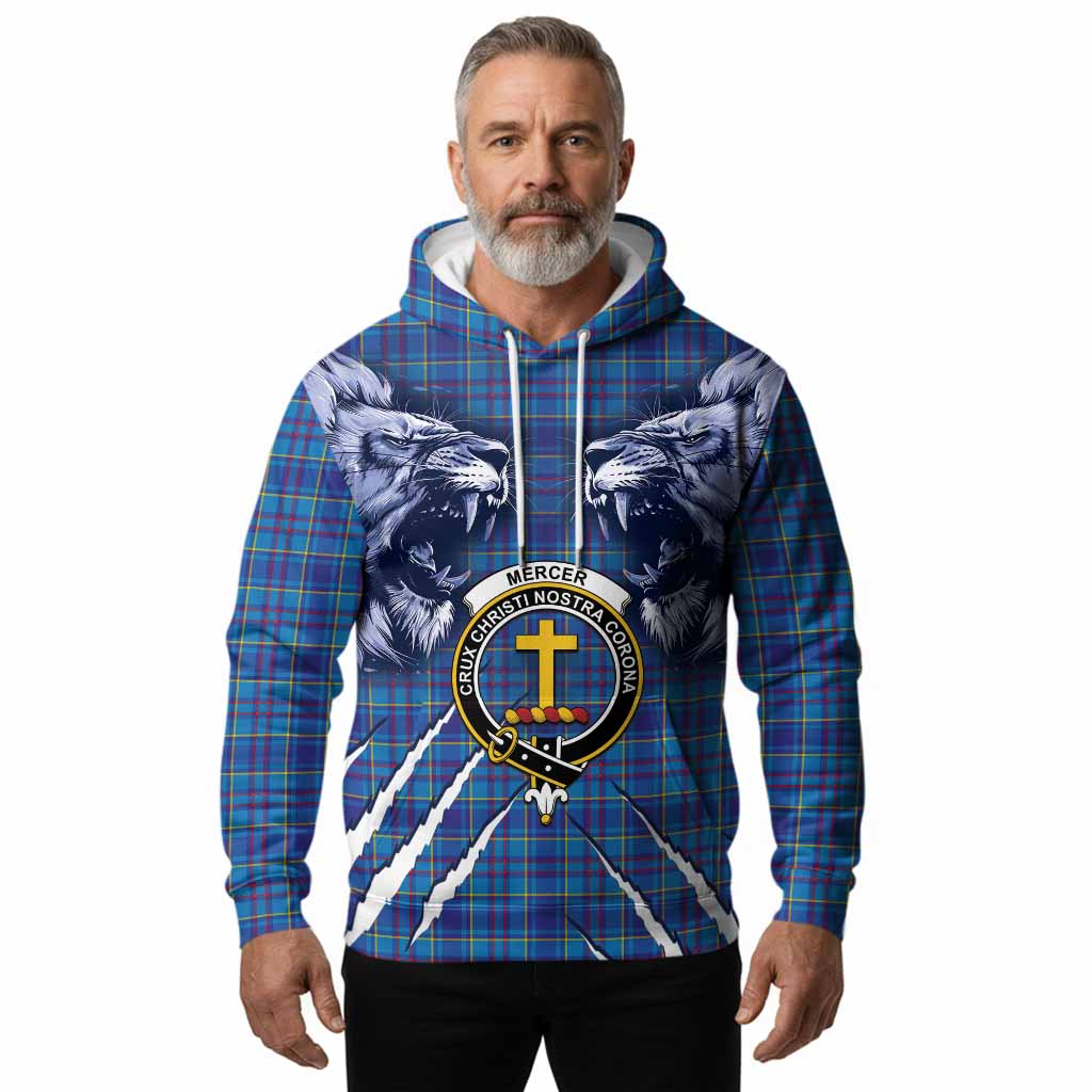 Mercer Tartan Crest Hoodie Ferocious Lion Style