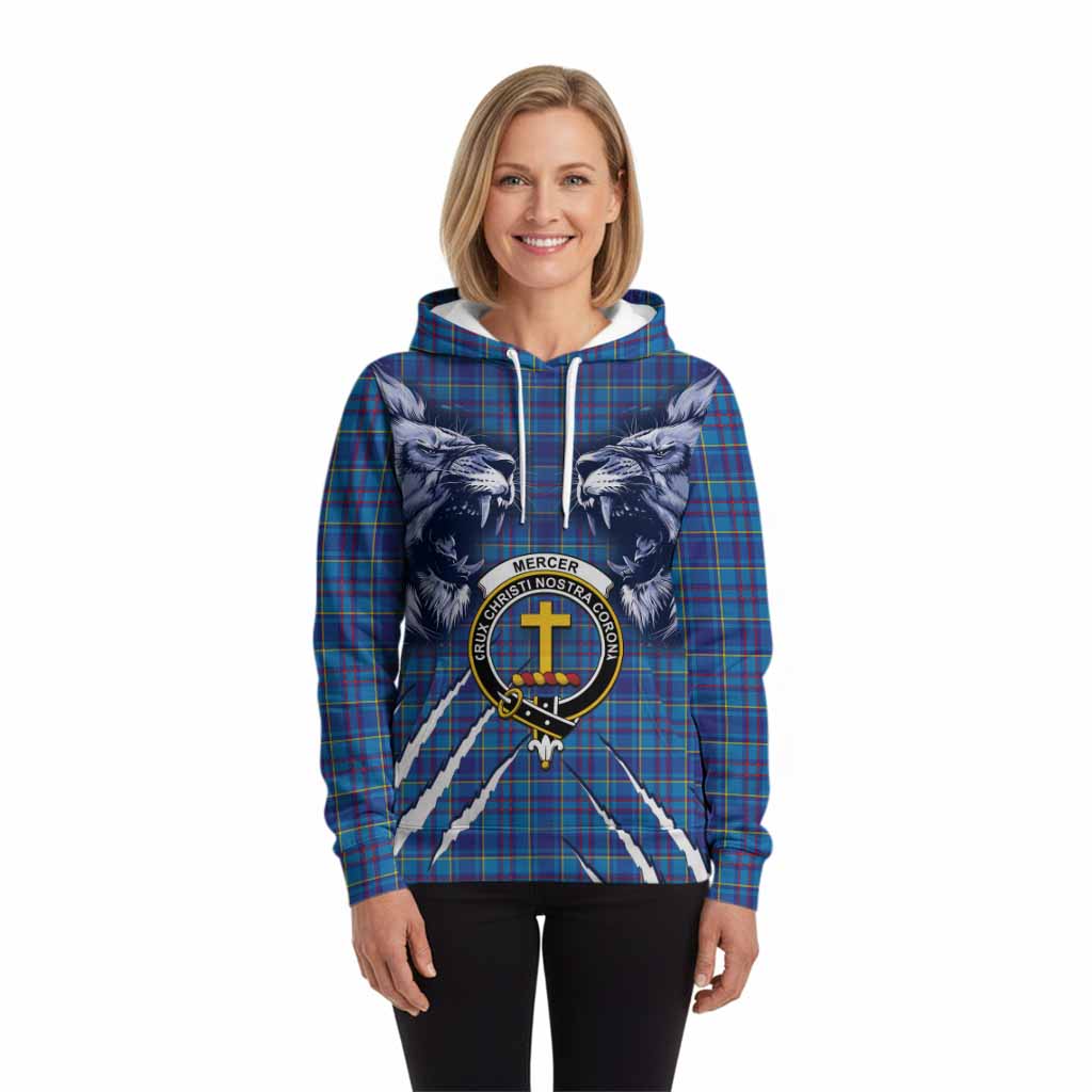 Mercer Tartan Crest Hoodie Ferocious Lion Style