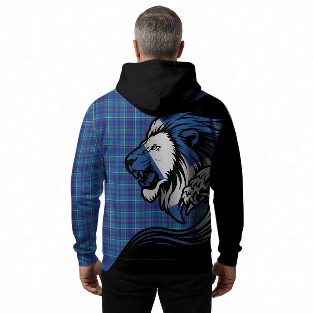 Mercer Tartan Crest Hoodie Scottish Golden Lions Wave Flow