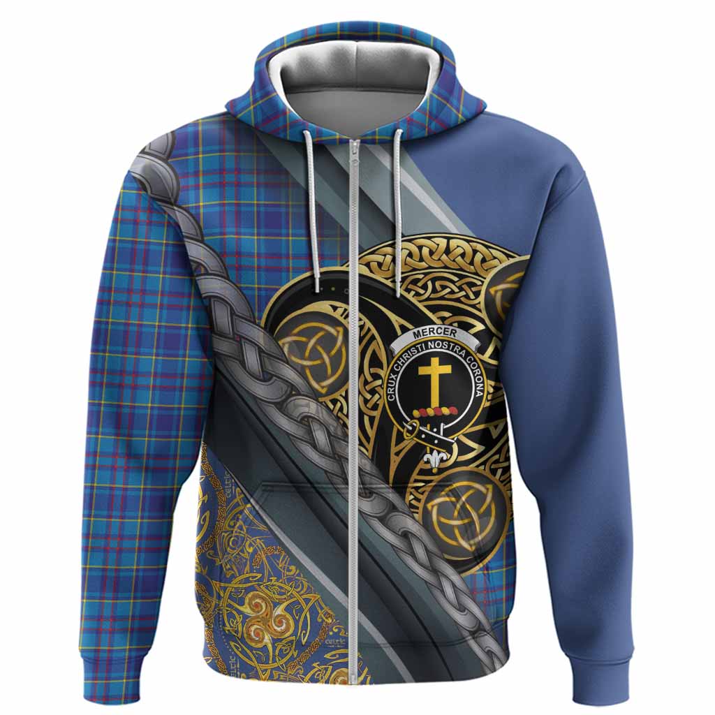 Mercer Tartan Crest Hoodie Scottish Triskele Celtic
