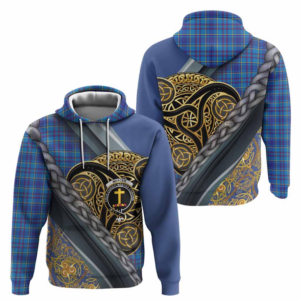 Mercer Tartan Crest Hoodie Scottish Triskele Celtic