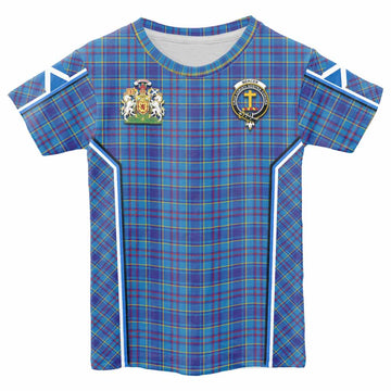 Mercer Tartan Crest Kid T-shirt Scotland Coat of Arm Flag Style - Tartan Vibes Clothing