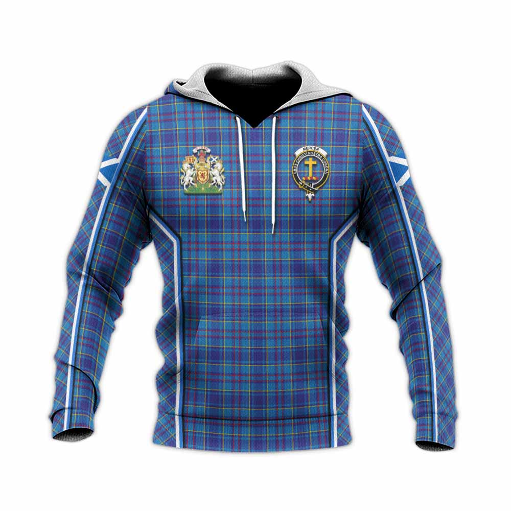 Mercer Tartan Crest Knitted Hoodie Scotland Coat of Arm Flag Style - Tartan Vibes Clothing