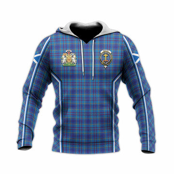 Mercer Tartan Crest Knitted Hoodie Scotland Coat of Arm Flag Style - Tartan Vibes Clothing