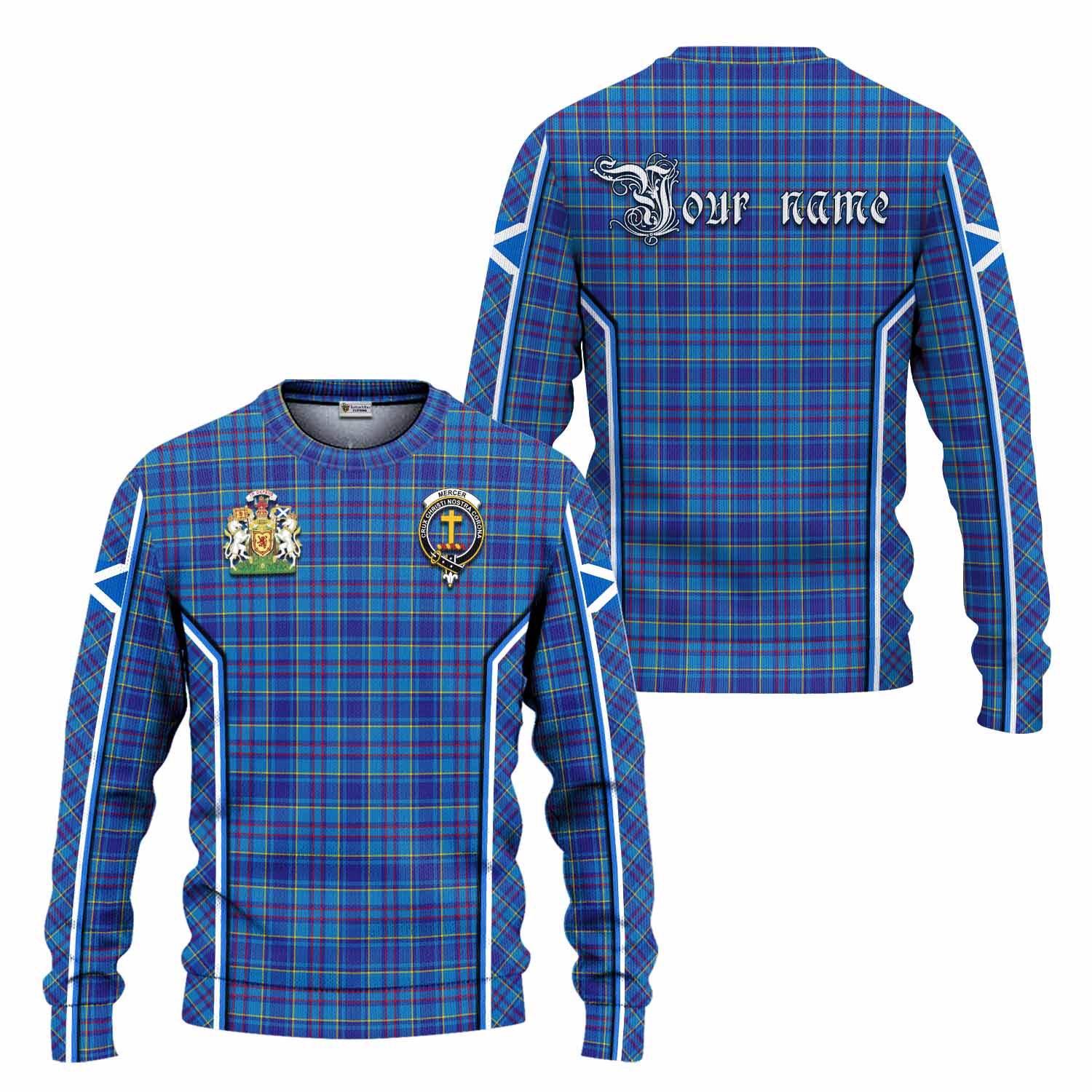 Mercer Tartan Crest Knitted Sweater Scotland Coat of Arm Flag Style - Tartan Vibes Clothing