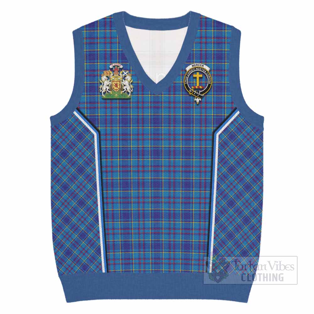 Mercer Tartan Crest Knitted V-Neck Vest Scotland Coat of Arm Flag Style - Tartan Vibes Clothing