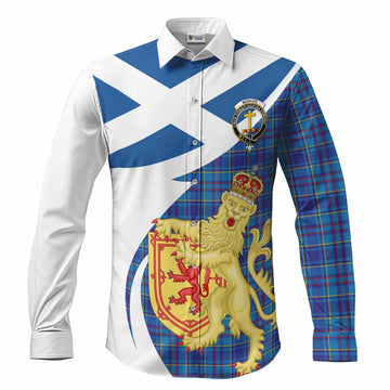 Mercer Tartan Crest Lion Rampant Long Sleeve Button Shirts Classic Scottish Style