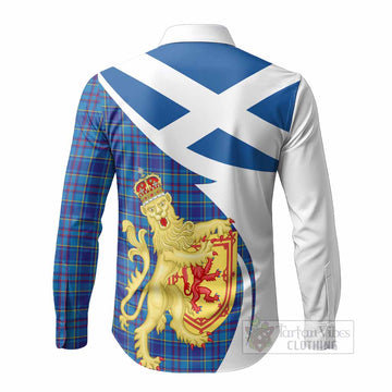 Mercer Tartan Crest Lion Rampant Long Sleeve Button Shirts Classic Scottish Style