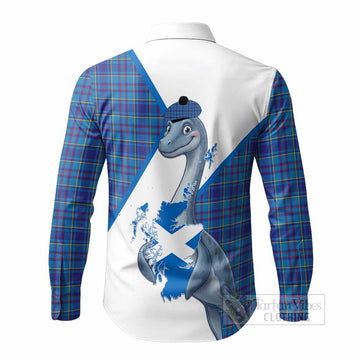Mercer Tartan Crest Loch Ness Monster Long Sleeve Button Shirts Nessie Scottish Map Tha Gradh Agam Air Alba