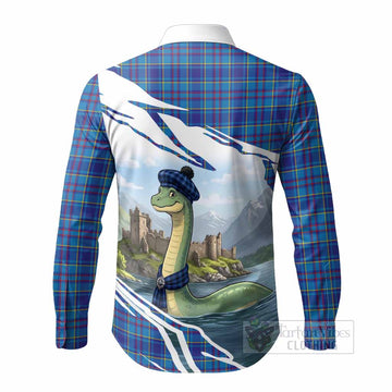 Mercer Tartan Crest Loch Ness Monster Scottish Heritage Art Long Sleeve Button Shirts