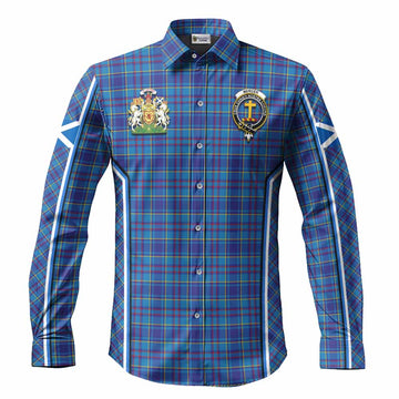 Mercer Tartan Crest Long Sleeve Button Shirts Scotland Coat of Arm Flag Style