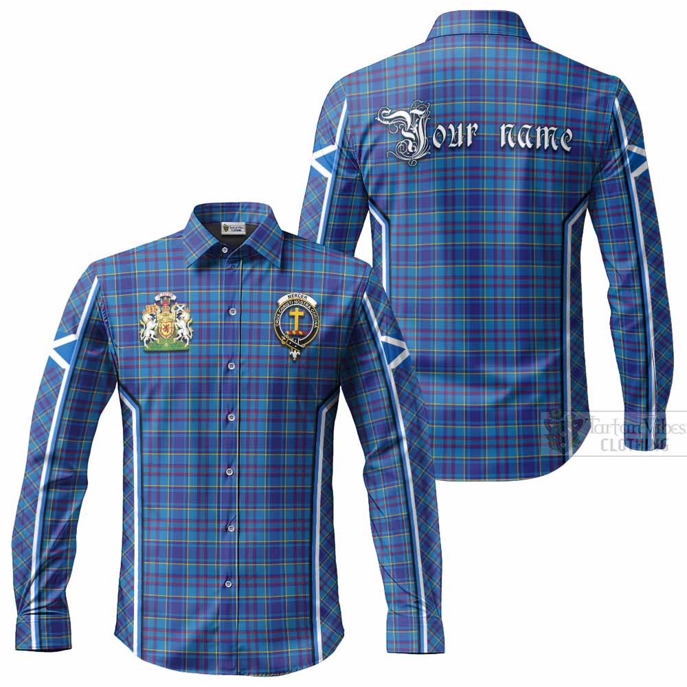 Mercer Tartan Crest Long Sleeve Button Shirts Scotland Coat of Arm Flag Style - Tartan Vibes Clothing