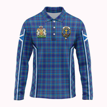 Mercer Tartan Crest Long Sleeve Polo Shirt Scotland Coat of Arm Flag Style