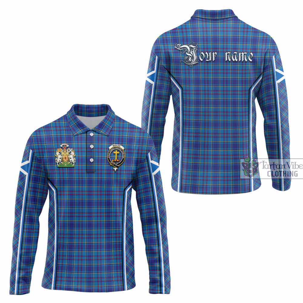 Mercer Tartan Crest Long Sleeve Polo Shirt Scotland Coat of Arm Flag Style - Tartan Vibes Clothing