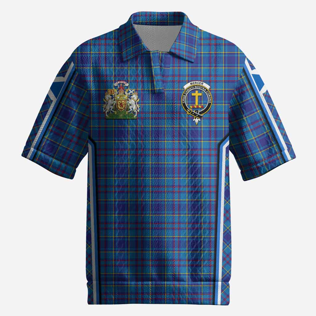 Mercer Tartan Crest Men’s Polo Sweater Top Scotland Coat of Arm Flag Style