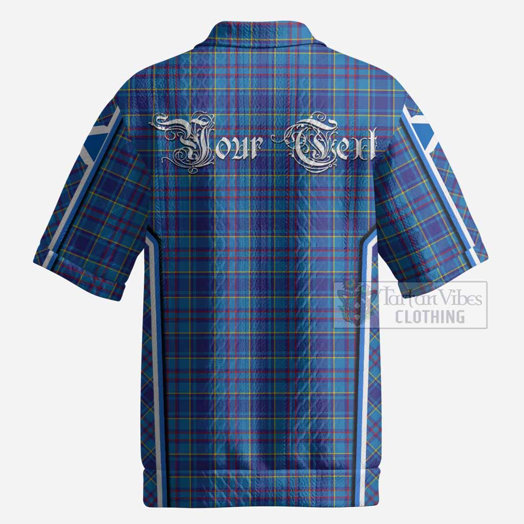 Mercer Tartan Crest Men’s Polo Sweater Top Scotland Coat of Arm Flag Style