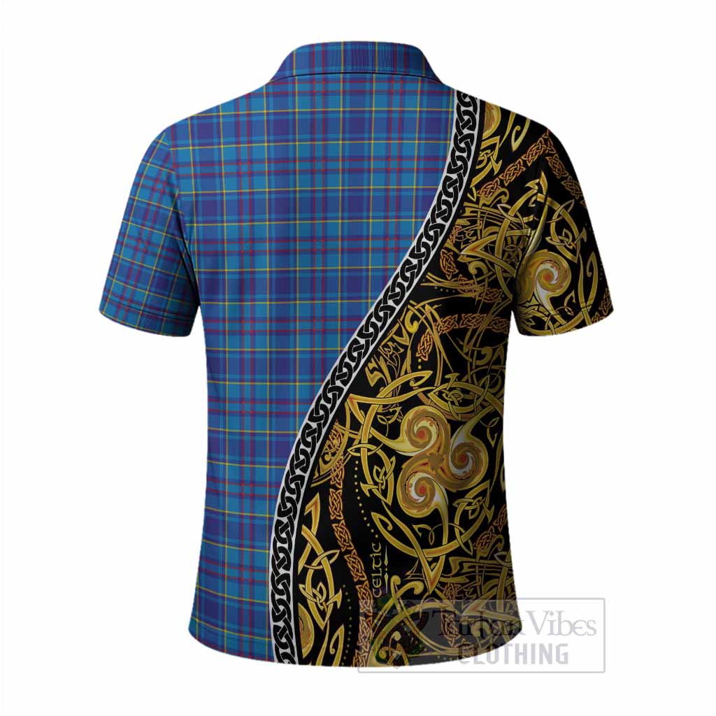 Mercer Tartan Crest Polo Shirt Celtic Knot and Triple Trickle Spiral Symbols