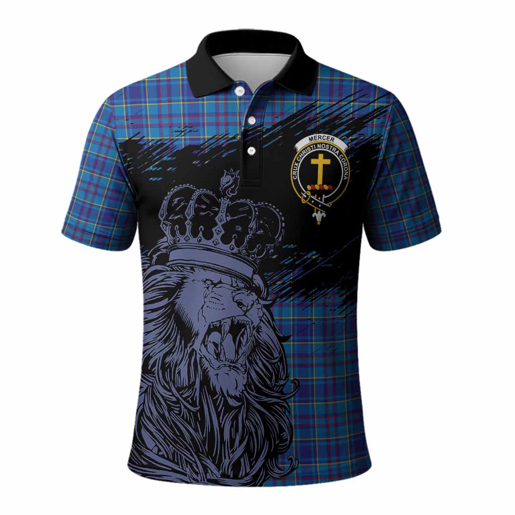 Mercer Tartan Crest Polo Shirt Crowned Lion Heritage Style